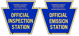 Badges of the Official PA Inspection Station and Official PA Emission Station